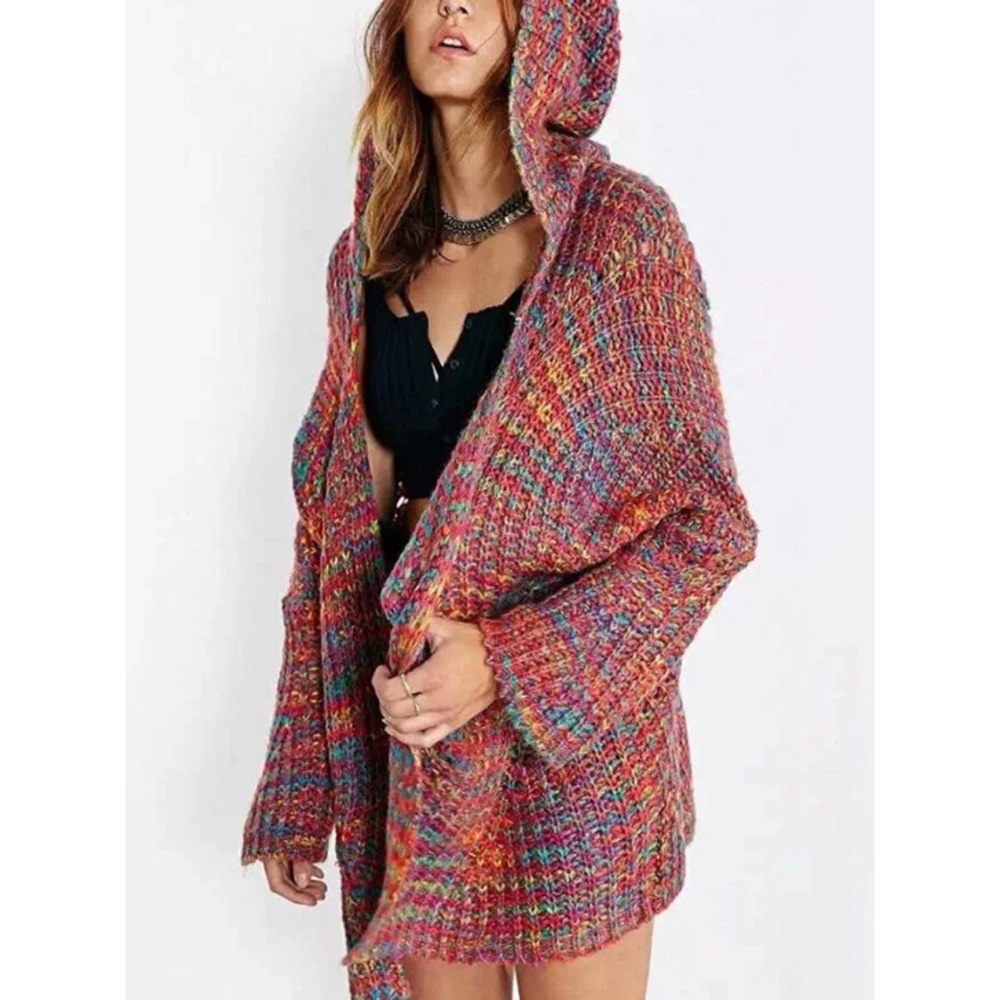 UNIF Raya Rainbow Oversized Hooded Kimono Cardigan Size XS